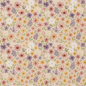 ROZENN FIORI VIOLA ROSA ANTICO E GIALLO BASE ECRU