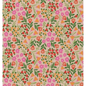 MARTINE CAMPANULE E FIORELLINI BUBBLEGUM BASE ECRU