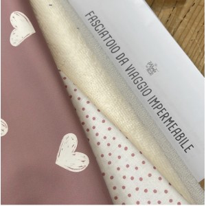 KIT FASCIATOIO DA VIAGGIO IMPERMEABILE CUORI PANNA BASE CIPOLLA