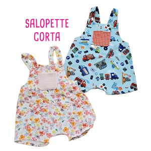 KIT SALOPETTE CORTA MUSSOLA ZIRAFON CON TASCHINO IN MUSSOLA SENAPE