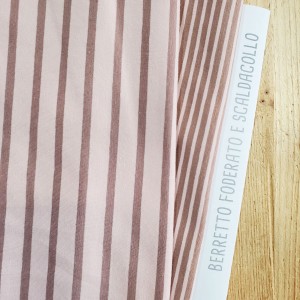 KIT CAPPELLINO E SCALDACOLLO JERSEY RIGHE GRANDI E PICCOLE ROSA E TAUPE