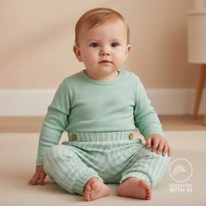 MUSSOLA BISTRIPE BIANCO E VERDE ACQUA