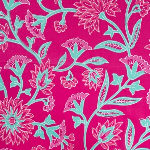ENJOY COTONE VOILE GRANDI FIORI ACQUA E FUCSIA SU BASE FUCSIA