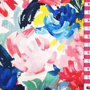 FIORI GRANDI ACQUARELLATI MULTICOLORE drill mezzo panama