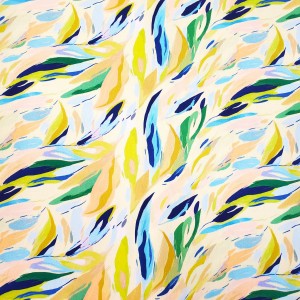 FOGLIAME ACQUARELLATO LIME BLU VERDE BASE VANIGLIA drill mezzo panama