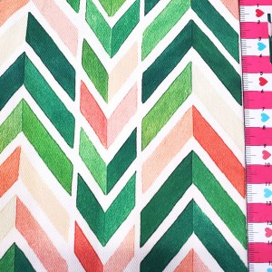 SPINA DI PESCE ACQUARELLATA VERDE E CORALLO drill mezzo panama