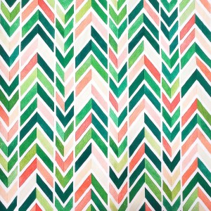 SPINA DI PESCE ACQUARELLATA VERDE E CORALLO drill mezzo panama