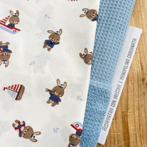KIT ACCAPPATOIO CON ORECCHIETTE BISPUGNA AZZURRO E ORSETTO MARINARETTO