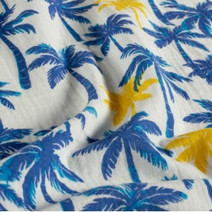 MUSSOLA PALM BLU E GIALLO BASE LATTE