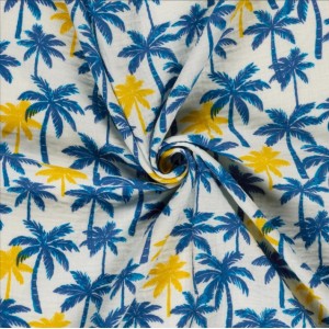 MUSSOLA PALM BLU E GIALLO BASE LATTE