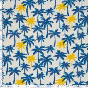 MUSSOLA PALM BLU E GIALLO BASE LATTE