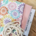 KIT SACCHETTA CONIGLIETTO SUMMER - JEANS FUCSIA E MEZZO PANAMA PENNELLATE ACQUARELLATE ROSA