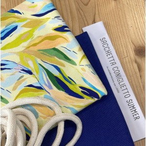 KIT SACCHETTA CONIGLIETTO SUMMER JEANS E MEZZO PANAMA - FOGLIAME