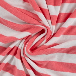 MICROSPUGNA COTONE STRIPE BIANCO E CORALLO