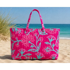 TRAPUNTA ENJOY GRANDI FIORI ACQUA E FUCSIA BASE FUCSIA
