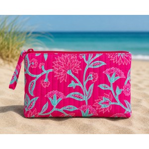 TRAPUNTA ENJOY GRANDI FIORI ACQUA E FUCSIA BASE FUCSIA