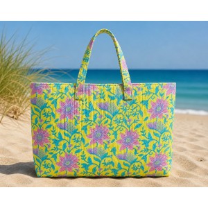 TRAPUNTA ENJOY GRANDI FIORI BUBBLEGUM LILLA E TURCHESE