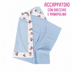 KIT ACCAPPATOIO CON ORECCHIETTE BISPUGNA AZZURRO E ORSETTO MARINARETTO