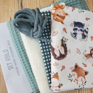 KIT SET ASILO MUSETTI DOLCINI - sacca - bavaglio - asciugamano - bustina -