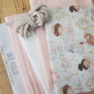 KIT SET ASILO TULLE BALLERINA - sacca - bavaglio - asciugamano - bustina -