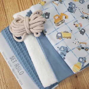 KIT SET ASILO BETONIERE- sacca - bavaglio - asciugamano - bustina -