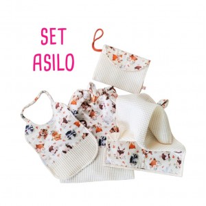KIT SET ASILO TANO IL TUCANO - sacca - bavaglio - asciugamano - bustina -