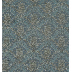 GOBELIN FOGLIE DAMASCATE BASE BLU VERDE PETROLIO