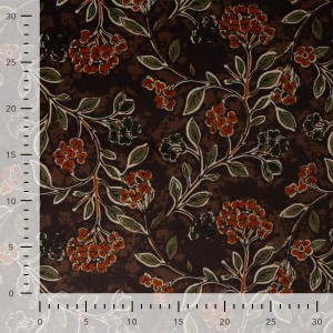 VELLUTO FANTASIA BACCHE E FOGLIE BASE MARRONE
