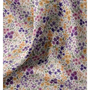 ROMANE FIORELLINI ECRU E VIOLA BASE BIANCO