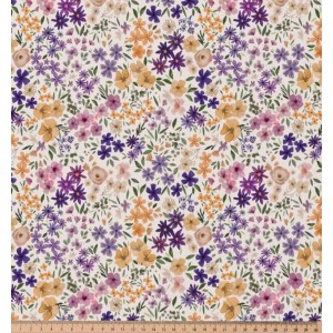 ROMANE FIORELLINI ECRU E VIOLA BASE BIANCO