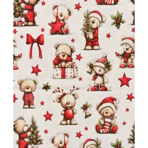 ORSETTI PORTADONI TRA LE STELLE ROSSE CHRISTMAS BASE BIANCO JERSEY