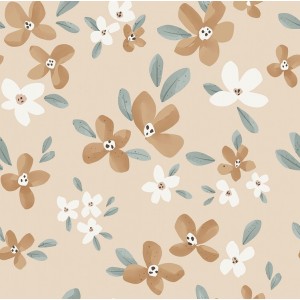 KIT FASCIA PER CAPELLI FANTASIA FIORI CARAMELLO E PANNA BASE NOCCIOLA PASTELLO