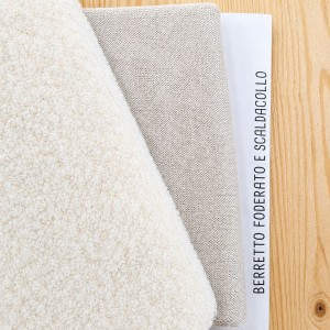 CAPPELLINO E SCALDACOLLO BOUCLE LATTE e MAGLINA SABBIA