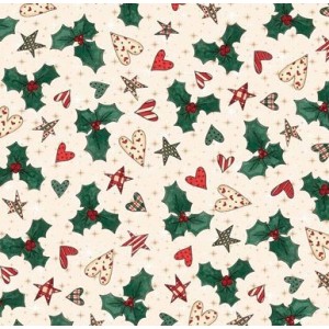 AGRIFOGLIO CUORI E STELLE BASE ECRU