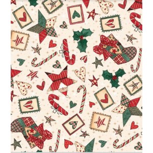 CALZETTA DI NATALE E BABBO STELLA BASE ECRU