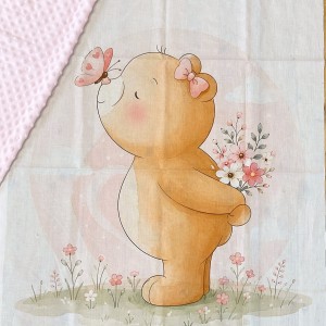 DUETTO PANNELLO ORSETTA E FARFALLINA + MINKY ROSA BABY