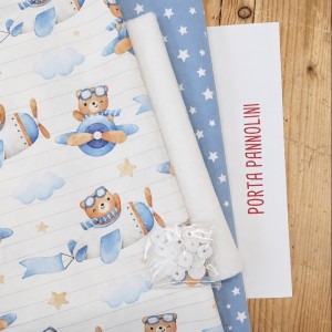KIT PORTA PANNOLINI AVIATORE E STELLE CARTA DA ZUCCHERO