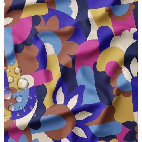 TESSUTO IMPERMEABILE NAIVE ASTRATTISMO MULTICOLORE