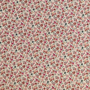 MUSSOLA CASEILLE MINI FIORELLINI ROSA E TERRACOTTA BASE LINO