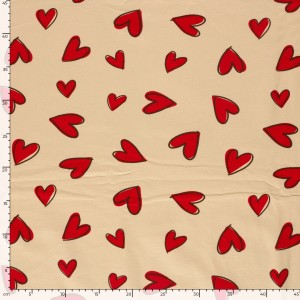 JERSEY GARZATO CUORI ROSI BASE CREMA