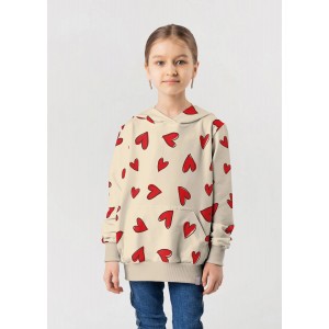 JERSEY GARZATO CUORI ROSI BASE CREMA