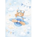 NEW PANNELLO COTONE CM 75X100 AVIATRICE GIRL