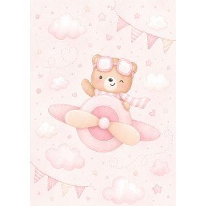 NEW PANNELLO COTONE CM 75X100 AVIATRICE GIRL