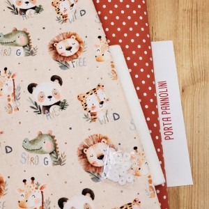 KIT PORTA PANNOLINI ANIMALETTI SOGNATORI E POIS BASE RUGGINE