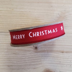 NASTRO DECORATIVO - MERRY CHRISTMAS STAMPATO BASE ROSSO